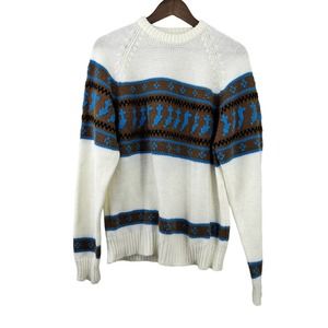 Vintage Traditionalist Nordic Sweater Crewneck Cream White Women's Size XL